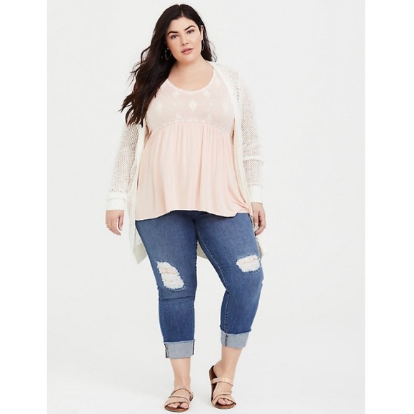 Torrid Blush Pink Embroidered Babydoll Tank - Picture 4 of 11